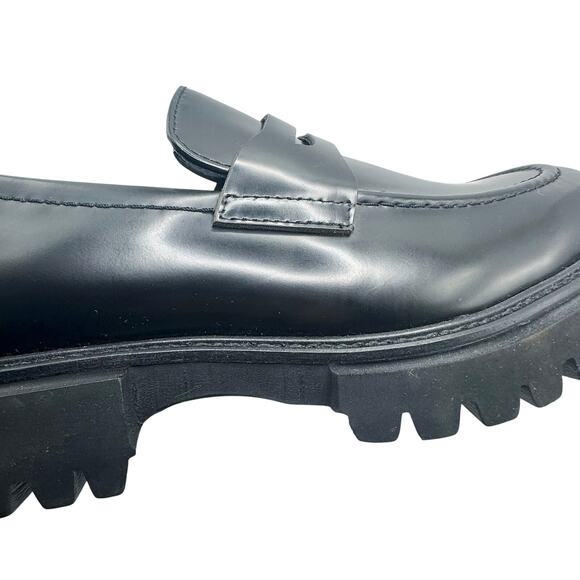 Steve Madden | Men | Ronen Solid Black Leather Classic Chunky Loafers | Sz 7.5 M - Picture 12 of 14